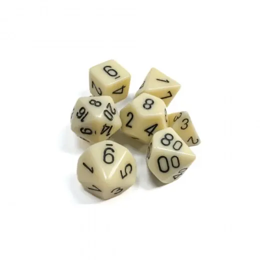 Riktigt fynd - Dice Set 7 Opaque Ivory/Black